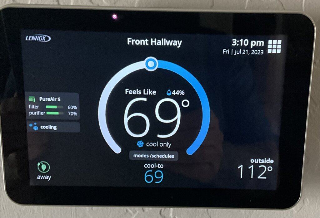 Photo of a Lennox iComfort S30 smart thermostat