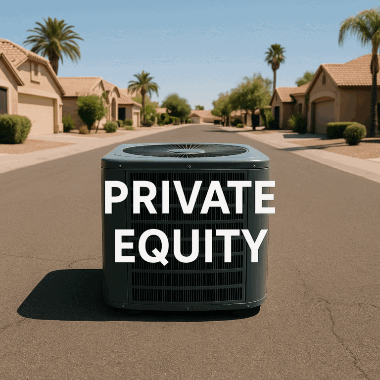 ac unit in phoenix arizona neighborhood with text: "private equity"