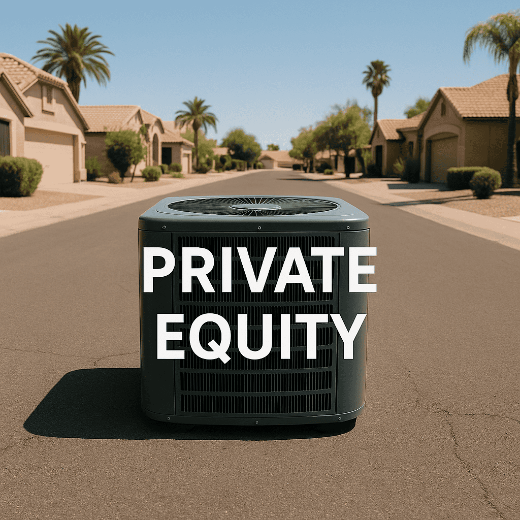 ac unit in phoenix arizona neighborhood with text: "private equity"