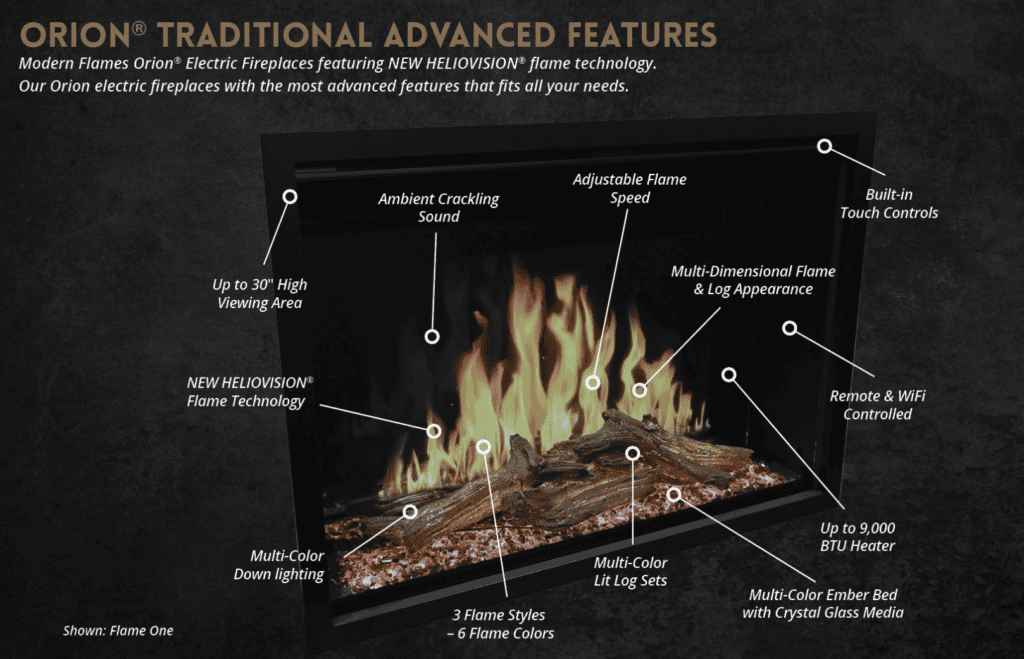 Detailed photo of orion traditional fireplace features