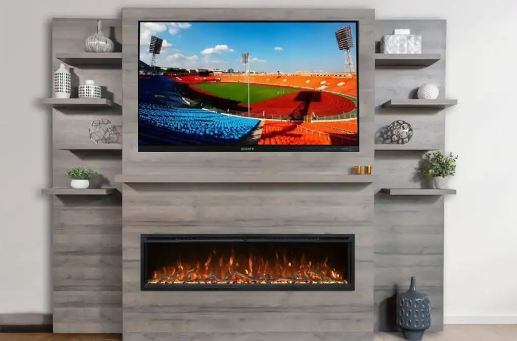 electric fireplace media wall